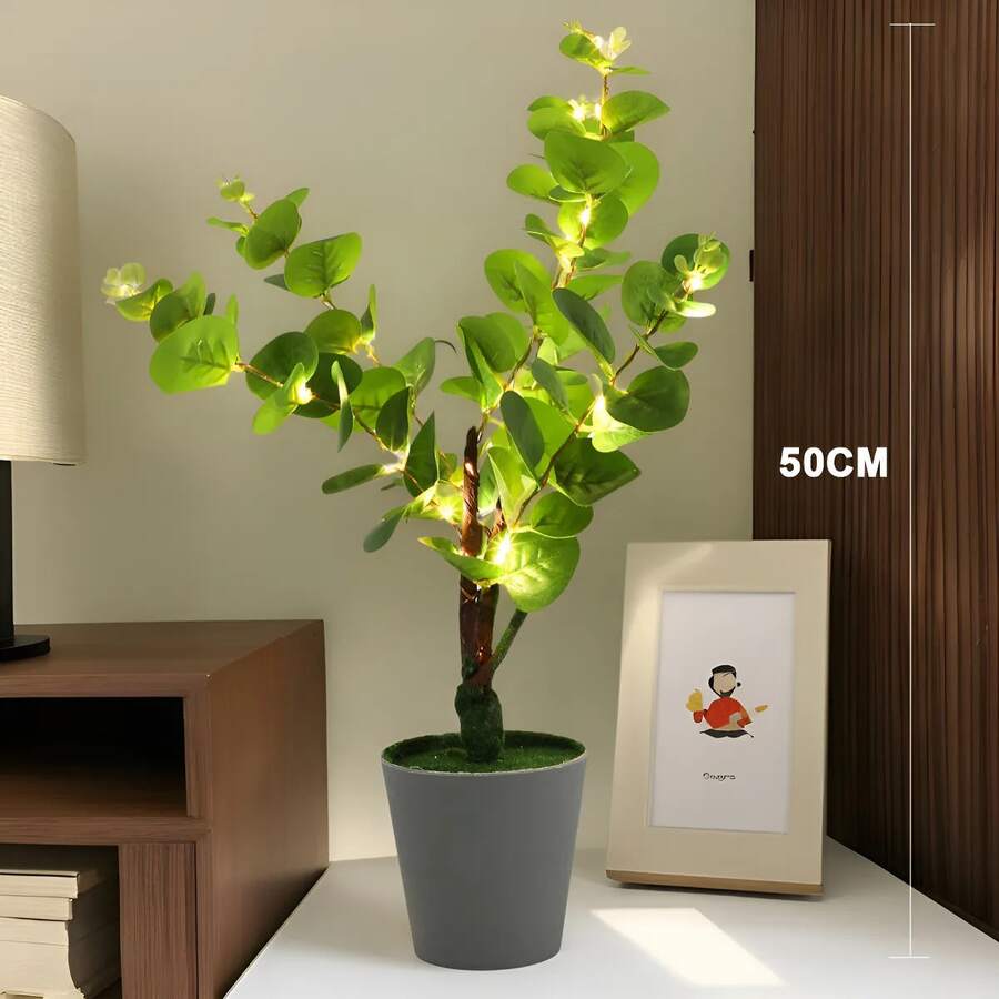 Árbol decorativo navideño con luz LED cálida de 50 cm para sala dormitorio escritorio navidad decoración interior moderna ideal para ambientar espacios acogedores lámpara navideña estilo árbol luminoso para decoración de hogar y oficina en Christmas - Verde - Ver 1