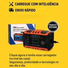 Carregador Bateria Bivolt Portatil 12v Moto Carro 15ah-100ah - Vermelho - Visão 10