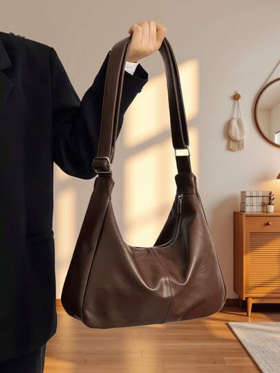 2024 Autumn And Winter New Women's Bag Large Capacity Bucket Bag Shoulder Bag Handbag Wide Shoulder Strap Tote Bag PU Leather Women's Bag College Students Class Women's Bag Work Commuting Document Bag Fashion Simple Women's Bag Large Bag Large Black Solid Color Women's Bag