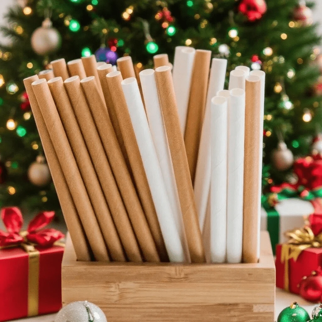 Black,White And Khaki Paper Straws(50 Pcs), Disposable Drinking Straws Bulk For Halloween Party Supplies, Birthday, Wedding, Bridal/Baby Shower And Holiday Christmas Celebrations