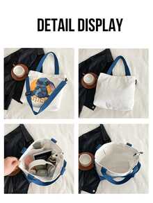 Túi vải canvas Disney Stitch, được làm từ chất liệu canvas dày dặn, bền chắc, với họa tiết Stitch ngồi dễ thương và chữ "Stitch" màu vàng, dung tích lớn và thoải mái, phù hợp để đựng sách/máy tính xách tay, lý tưởng cho thanh thiếu niên/bé gái/phụ nữ/người hâm mộ phim hoạt hình Disney, phù hợp cho trường học/công việc/mua sắm/du lịch/các dịp thường ngày, vật dụng thiết yếu và món quà hoàn hảo cho sinh nhật/ngày lễ/các dịp đặc biệt. - Mũi khâu 1 - Xem 9