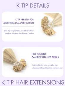 25-Inch Keratin Fusion Hair Extensions, Human Hair, Protein Bonded, Suitable For Women, Creates Youthful Look, 12-24 Inches, Adds Volume, 50 Grams - S18/613 - View 10