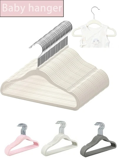 20 móc treo quần áo trẻ em, móc treo nhung cho trẻ em - móc treo chống trượt cho quần áo trẻ sơ sinh, trẻ mới biết đi, móc treo quần áo trẻ em nhẹ và bền