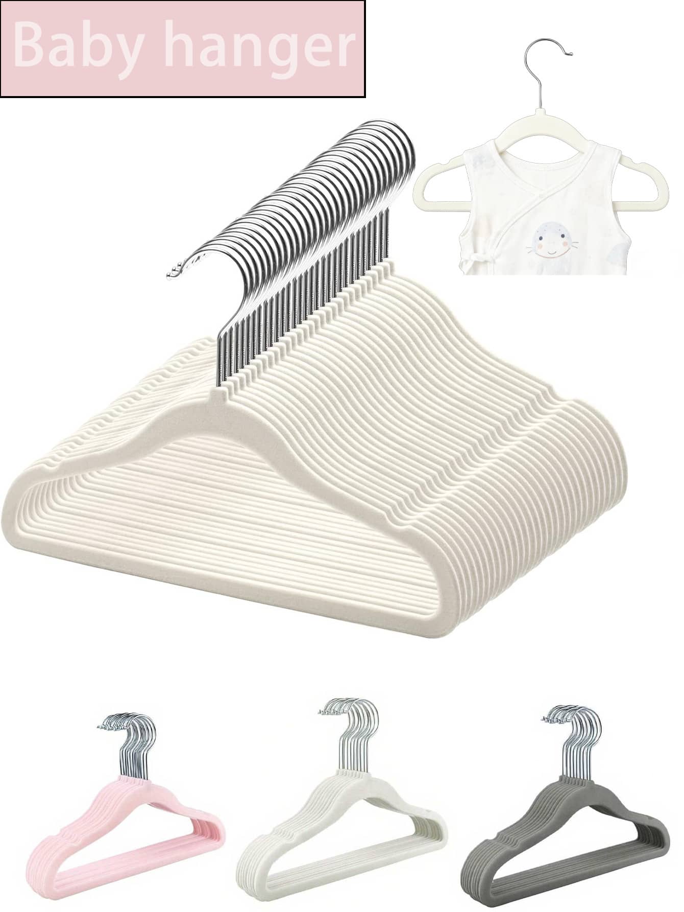 20pcs Baby Clothes Hangers, Velvet Children's Hangers - Non-Slip Hangers For Infant, Toddler Clothing, Lightweight And Durable Baby Clothes Hangers - Multicolor - View 1