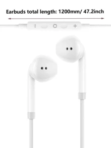 兼容的有线耳机，Type-C接口电子耳塞，3.5mm圆形插头，USB-C耳塞，带音频功能的耳塞，立体声低音入耳式耳机，兼容手机/电脑的无线耳机 - 白色 - 查看 3