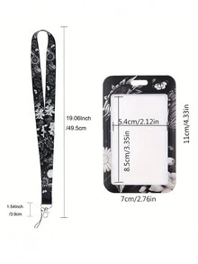 1 buc Șnur drăguț cu floarea-soarelui cu suport pentru card de identitate, Șnur negru pentru gâtul profesorului pentru chei și breloc cu breloc, potrivit pentru carduri de acces, carduri de masă, carduri de autobuz, abonamente etc., idee de cadou excelentă pentru femei, asistente medicale, profesori, personal