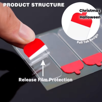 30/60/120 piezas de cinta transparente de doble cara, fácil de pelar y pegar, sin residuos, adhesivo removible para el hogar, decoración, material de PET | Suministros para bodas, Halloween, cumpleaños, fiestas de Navidad | Herramientas de sujeción