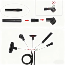 Kit With 6 Vacuum Cleaner Accessories, Including Adapters For 32 Mm (1 1/4") And 35 Mm (1 3/8") Hoses And A Set Of 32 Mm (1 1/4") Vacuum Cleaner Brushes. - 黑色 - 查看 2