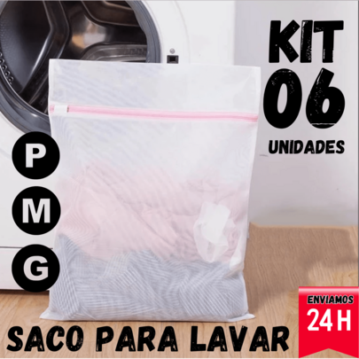Kit Saquinho Protetor para Lavagem de Roupas Delicadas – Lavadora Segura  (6 Unid 30X40))