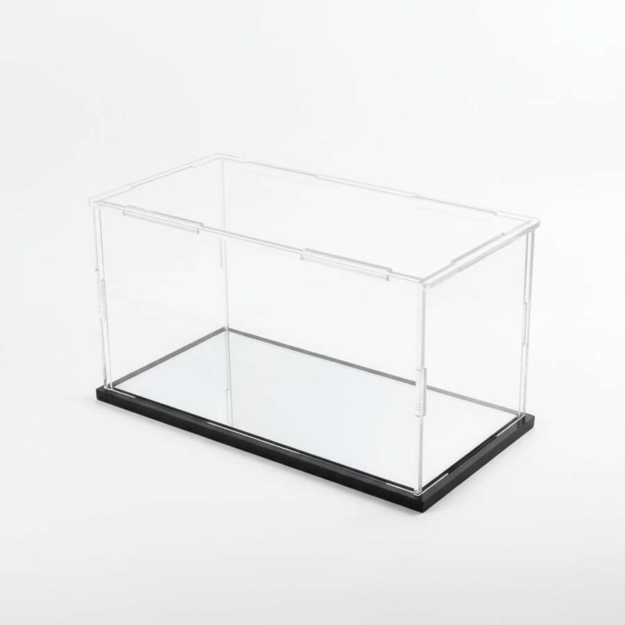 镜面底座展示盒，适用于收藏品，组装式透明亚克力盒，替代玻璃盒，适用于展示手办，家居收纳整理