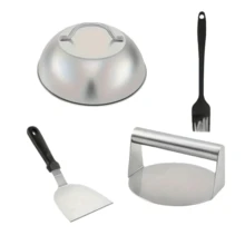2/3/4/5/6pcs Stainless Steel Barbecue Grill Accessories Set, Includes Burger Press, Cheese Melting Dome, Basting Brush, Burger Smasher, Grill Scraper, Suitable For Blackstone And Camping Chef Flat Top Grill, Flat Top Griddle Accessories, Grilling Accessories For Various Holidays And Outdoor Cooking - Multicolor - View 15