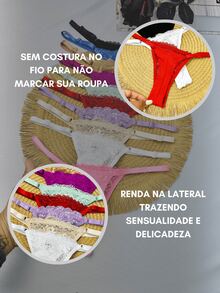 Set Of 5 Double String Panties With Lace In Microfiber And Adjustable Straps - Women's Thong Lingerie - 彩色 - 查看 2