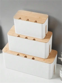 3/2/1 Hộp đựng cáp chống nước cỡ lớn/trung bình/nhỏ có nắp, hộp đựng ổ cắm sạc, thích hợp cho bàn làm việc văn phòng, ký túc xá, nhà ở, nhà bếp, hộp quản lý cáp ẩn - Nhiều màu - Xem 7