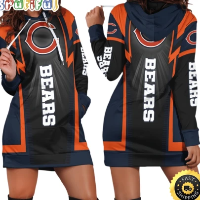 Chic-Ago Bea-Rs Crewneck Football Hoodie Dress Women's Hoodie Dress Long Sleeve Casual Football Jersey