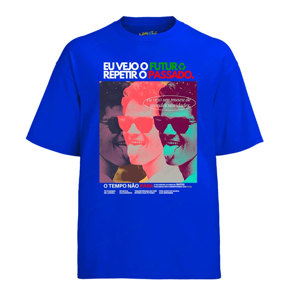 Camiseta Algodão Barão Vermelho Cazuza O Tempo Não Para - Azul - Visão 1