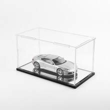 镜面底座展示盒，适用于收藏品，组装式透明亚克力盒，替代玻璃盒，适用于展示手办，家居收纳整理 - 白色 - 查看 3