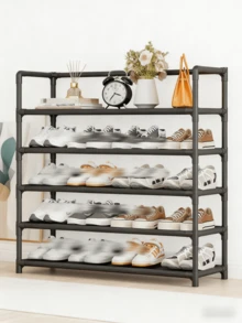 1pc Multi-Layer, Multi-Functional High-Capacity Shoe Rack, Space-Saving And Easy To Assemble, Entryway Storage Shelf For Home, Dormitory Or Living Room, Sneaker Display Stand (Available In Black And White) - Multicolor - View 6