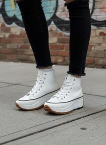 Calzados soraia, Zapatillas de piel de caña alta. - Blanco - Ver 1