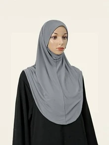 1pc Women's Solid Color Balaclava Ski Mask Neck Warmer Elastic Headband Turban, Breathable Comfortable Stretchy Wide-Brim Sweat-Absorbent Non-Slip Multifunctional Sports Headwear, Minimalist Fashion Scarf, Hood And Matching Headband In One, Easy To Wear And Go Out Stylishly - Black - View 4