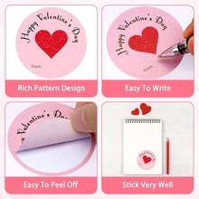 60Pcs Valentines Day Gift Stickers - Happy Valentine's Day Name Stickers Valentines From Sticker Self-Adhesive Happy Valentine's Heart Sticker For Envelope Seal Card Gift Party Decoration