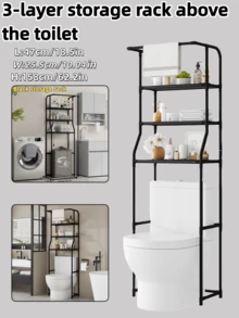 1pc INS Style Black/White Washing Machine Shelf, Multi-Layer Bathroom Laundry Room Storage Rack, Multifunctional Organizer, Space Saving For Rental Apartments - Multicolor - View 6