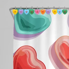 12个情人节爱情语录心形树脂彩色爱心装饰浴帘挂钩，浴室配件，适用于浴室和卧室，完美搭配毛巾和衣物 - 12pcs多色 - 查看 2