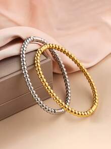 1件/3件装时尚不锈钢珠手链，独特小众设计，适合日常佩戴和派对活动。 - 奢華 - 查看 2