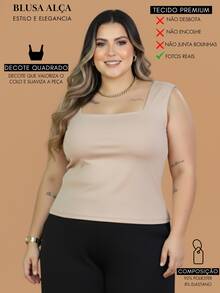 Women's Plus Size Tank Top With Square Neckline, Lined, Elegant - Omong-omong - View 4