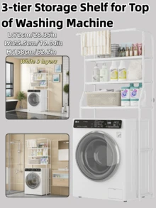 1pc INS Style Black/White Washing Machine Shelf, Multi-Layer Bathroom Laundry Room Storage Rack, Multifunctional Organizer, Space Saving For Rental Apartments - Multicolor - View 2