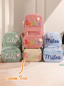 Zestaw plecaka i torby na lunch dla dzieci z niestandardowym imieniem, spersonalizowany prezent - Wielokolorowe - Zobacz 1