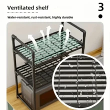 1 pieza Estante telescópico ajustable para horno de microondas de uso intensivo - 2 modelos disponibles, estante de metal resistente para encimera con estantes superior e inferior, estante de almacenamiento de cocina, estante para horno y microondas, estante de especias de doble capa, estante de almacenamiento para encimera, estante superior para microondas y almacenamiento de electrodomésticos pequeños - Multicolor - Ver 12