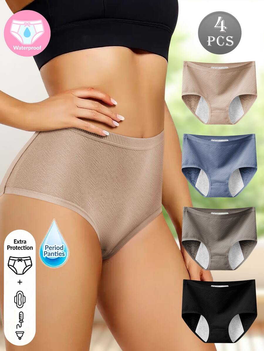 4pcs/Pack Women's Period Safety Underwear, Comfortable, Skin-Friendly, Breathable, Leak-Proof - Multicolor - View 1
