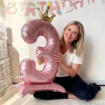 1pc Oversized 42-Inch 4D Pink Color Number Foil Balloon, Decorative Prop For Birthday Scene Layout, Anniversary Photos