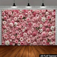 2d Flat Retro Pink Rose Wall Background Romantic Floral Photography Background, Suitable For Valentine's Day, Mother's Day, Bride's Gift Party, Wedding, Anniversary, Party Decoration, And Photography Studio - Pink - View 4