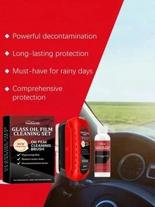 一套汽车玻璃清洁套装，包含挡风玻璃和后视镜玻璃清洁湿巾，可去除污垢，防止起雾，提高清晰度和视野，玻璃清洁保养套装 - 紅色 - 查看 4