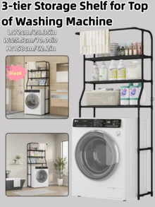 1pc INS Style Black/White Washing Machine Shelf, Multi-Layer Bathroom Laundry Room Storage Rack, Multifunctional Organizer, Space Saving For Rental Apartments - Multicolor - View 1