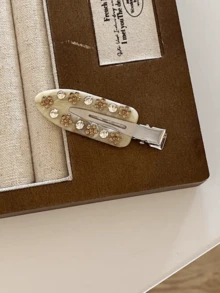 Vintage französischer Münzen-Blumen-Kristall-Azetat nahtloser Seitenhaarclip, Nischendesign, Haarklammern, Haarspange, Haarspangen - Verschiedenfarbig - Übersicht 13