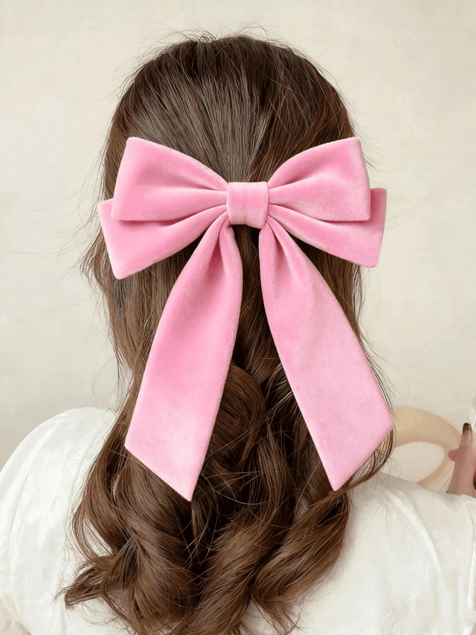1 pieza Lazo grande de terciopelo rosa con pinza de cocodrilo, accesorio de regalo de San Valentín y Año Nuevo para mujeres y niñas, lazo rosa, pinzas de pelo, pasador de pelo