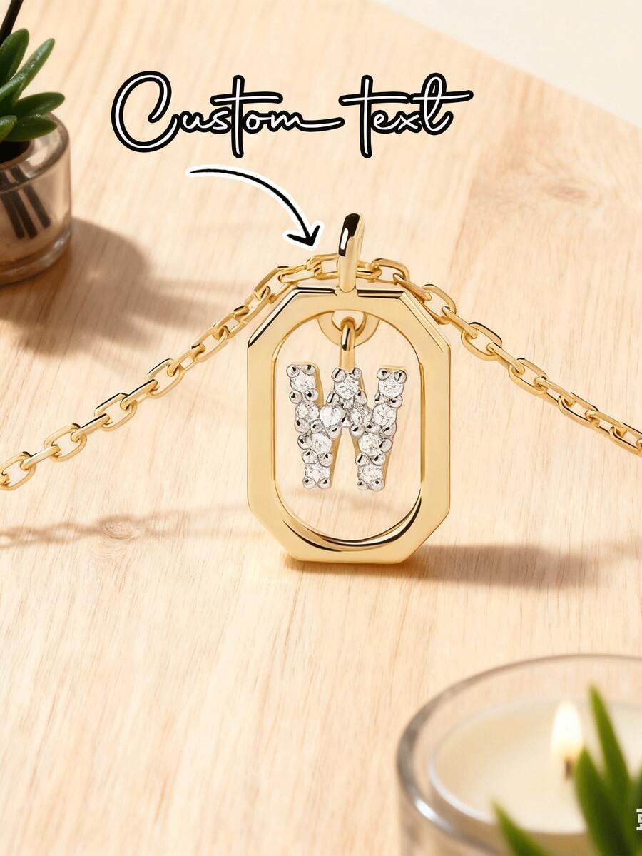 Customized Beginner English Letter Necklace With Embedded Synthetic Zirconia Double-Layer Pendant, Swinging Neck Bone Chain, Suitable As A Perfect Jewelry Gift For Family, Friends, Dad, Mom, Best Friend - Birthday, Anniversary, Valentine's Day, Mother's Day, Thanksgiving, Wedding, Graduation Party Or Casual Outfit