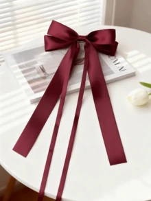 1 chiếc kẹp tóc nơ màu đỏ tía, kiểu dáng Giáng sinh thời trang và thanh lịch, phù hợp cho mùa thu/đông, phụ kiện tóc đáng yêu, món quà tuyệt vời, phù hợp cho cả sử dụng hàng ngày và các dịp tiệc tùng. - Màu Đỏ Sâu - Xem 6