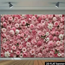 2d Flat Retro Pink Rose Wall Background Romantic Floral Photography Background, Suitable For Valentine's Day, Mother's Day, Bride's Gift Party, Wedding, Anniversary, Party Decoration, And Photography Studio - Pink - View 5
