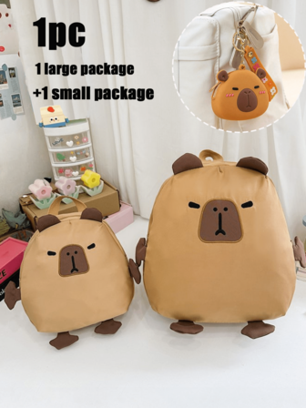 Ladies' Fashionable And Cute Capybara Backpack, Personalized Creative Backpack, Large Capacity Doll Capybara Travel Bag, Cute Small Pendant Coin Purse, Casual Shopping Bag, Makeup Bag, Handbag, Cute Bag, Compact Daily Wallet, Adjustable Wide Shoulder Strap, Zipper Closure, Suitable For Outdoor, Travel, Commuting, Shopping, Work, Business And White-Collar, Valentine'S Day Gift, New Year'S Gift
