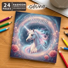 GDTME 1本迷你腊肠犬涂色书：适合感恩节、新年、生日、开学季等各种场合，可作为礼物送给家人、朋友、爱人和青少年。内含可爱插图和厚实的珠光纸，尺寸为7.9 x 7.9英寸。也是世界读书日、母亲节和父亲节的绝佳礼物。 - 獨角獸 - 查看 22