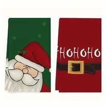 2 pezzi Asciugamani da cucina con Babbo Natale, morbidi e assorbenti in microfibra, lavabili in lavatrice, asciugamani da tè decorativi rossi e verdi, adatti per decorazioni natalizie domestiche e apparecchiature da tavola, regalo per mamma e amici