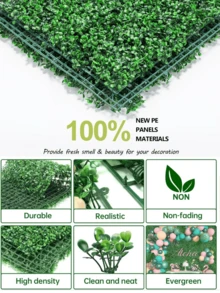 1/4Pcs Artificial Grass Boxwood Panels Topiary Hedge Plant Wall With UV Protection,Privacy Hedge Screen Sun Protected Suitable For Events,Outdoor,Indoor,Garden,Fence,Backyard Walls,Patio,Garden,Yard, Walkways,Backdrop,Interior And Exterior Or Your Own Creative Design On Party, Wedding,Christmas Decorations - Green - View 4