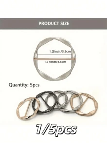 5件套多功能合金扣套装 - 女士金属衬衫领带夹，时尚腰部收紧扣，多功能服装装饰配件，适用于衬衫和上衣，易于使用的衬衫缩短夹，打造时尚的前系带或腰部收紧造型，完美搭配休闲或正式服装。 - 彩色 - 查看 14