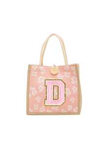 1件装毛巾刺绣字母图案手提包，小巧花卉亚麻纽扣装饰手提包，印花亚麻手提包，简约手提包，便携休闲收纳袋，午餐包，大容量手提包，时尚旅行收纳袋，多功能购物袋，适合作为节日礼物、生日礼物、圣诞礼物、秋冬礼物、新年礼物、情人节礼物 - 彩色 - 查看 21