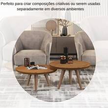 Conjunto De Mesas De Centro Redonda Pés Palito Luma - JM3 MÓVEIS - Marrom - Visão 5