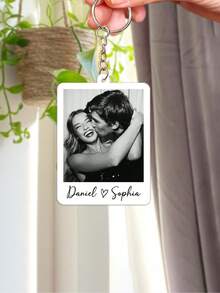 1pc Customizable Photo & Text Acrylic Keychain - Stainless Steel Material, Personalized Couples Gift, Suitable For Boyfriend, Girlfriend, Family, Friends, Pets, Grandparents, Graduation, Wedding And Holidays, Unique Gift - Multicolor - View 6