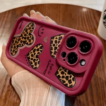 Leopard Print Heart  Face Phone Case, Compatible With Models Such As 16E/15/14/13/12/11/PRO/PLUS/PROMAX/MINI, S/A/M/NOTE, S/G/EDGE/E, Transition SPARK/HANTOM/CAMON/, Honor 400/PLAY/X/Y,  Reno/A/F, 14//POCO/NOTE And Others. Transparent, Simple, Elegant And Durable, Made Of Protective TPU Material. Ideal For Valentine's Day, Halloween, Christmas And Other Festive Occasions, Great For Personal Use Or As A Gift. - 黑色 - 查看 4